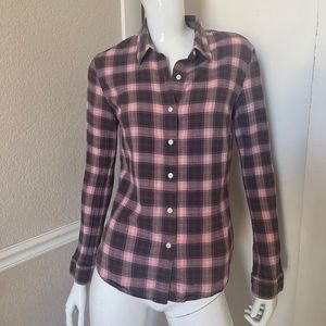 JAMES PERSE Tomboy Cotton Pink/Taupe Plaid Buttoned Shirt Sz 3
